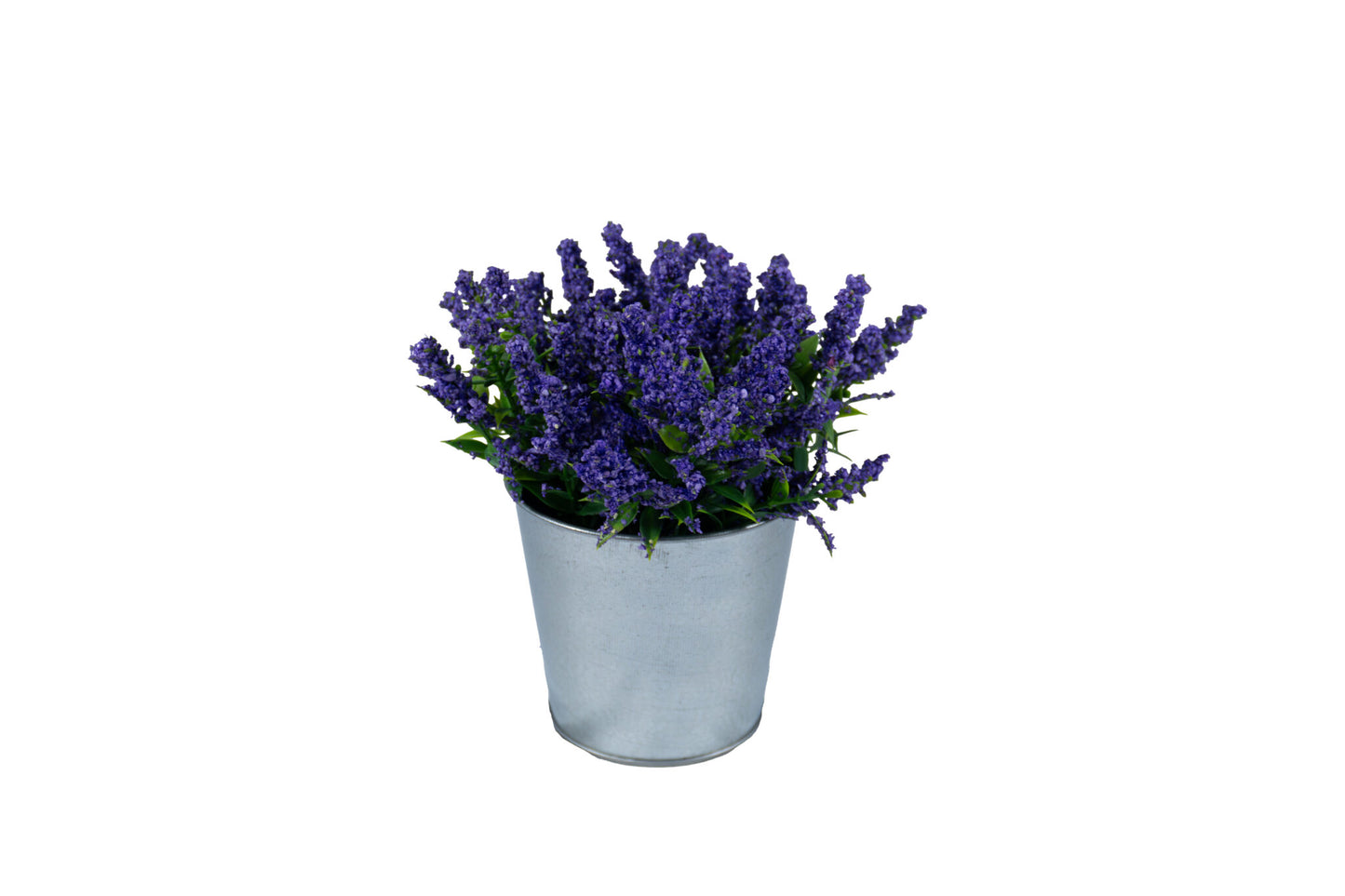 Maceta metal con flor artificial Erica violeta pequeña